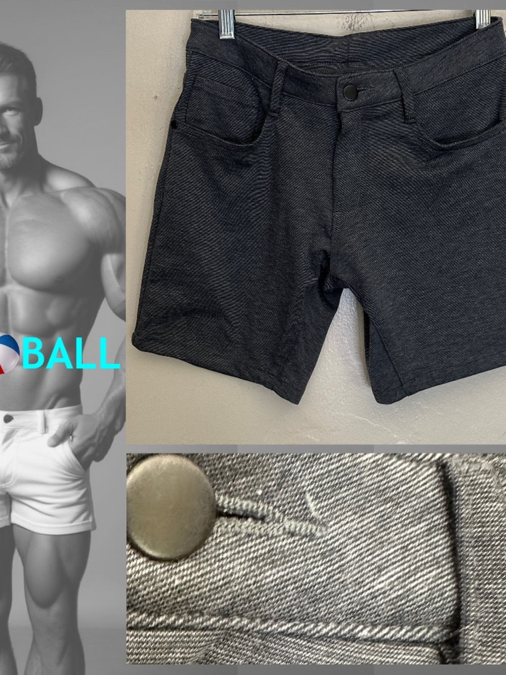Ball Dark Gray Stretch Shorts 29" waist 6.5" inseam Gently worn Cotton/spandex